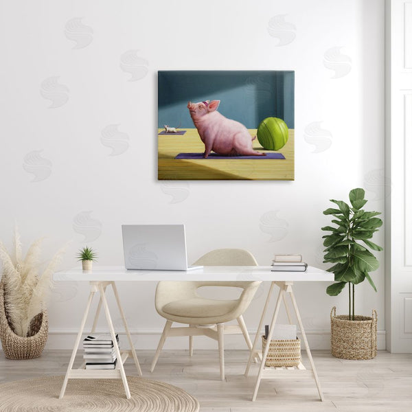 Stupell Industries Lucia Heffernan | Pink Pig Doing Yoga Upward Facing Hog Wall Art