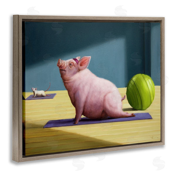 Stupell Industries Lucia Heffernan | Pink Pig Doing Yoga Upward Facing Hog Wall Art