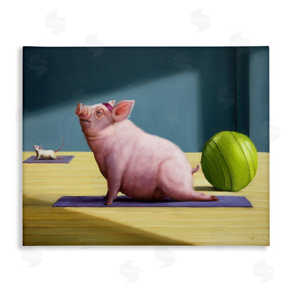 stupell industries Lucia Heffernan | Pink Pig Doing Yoga Upward Facing Hog Wall Art