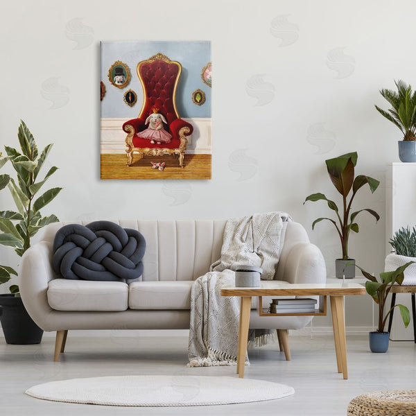 Stupell Industries Lucia Heffernan | Princess Rabbit Royal Heir Red Throne Funny Animal Wall Art