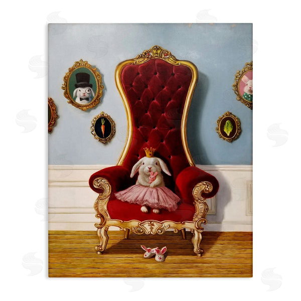 stupell industries Lucia Heffernan | Princess Rabbit Royal Heir Red Throne Funny Animal Wall Art