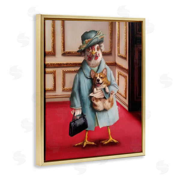 Stupell Industries Lucia Heffernan | Queen Chicken With Corgi Regal Animals