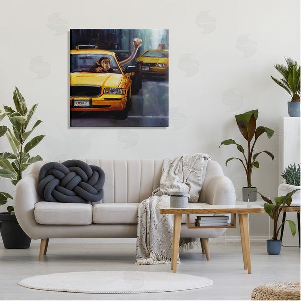 Stupell Industries Lucia Heffernan | Quirky Ostrich Monkey Taxi New York Traffic Wall Art