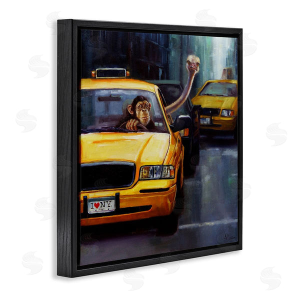 Stupell Industries Lucia Heffernan | Quirky Ostrich Monkey Taxi New York Traffic Wall Art
