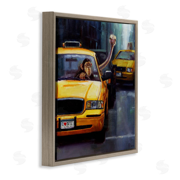 Stupell Industries Lucia Heffernan | Quirky Ostrich Monkey Taxi New York Traffic Wall Art