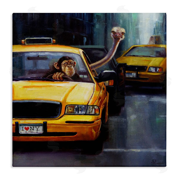 stupell industries Lucia Heffernan | Quirky Ostrich Monkey Taxi New York Traffic Wall Art