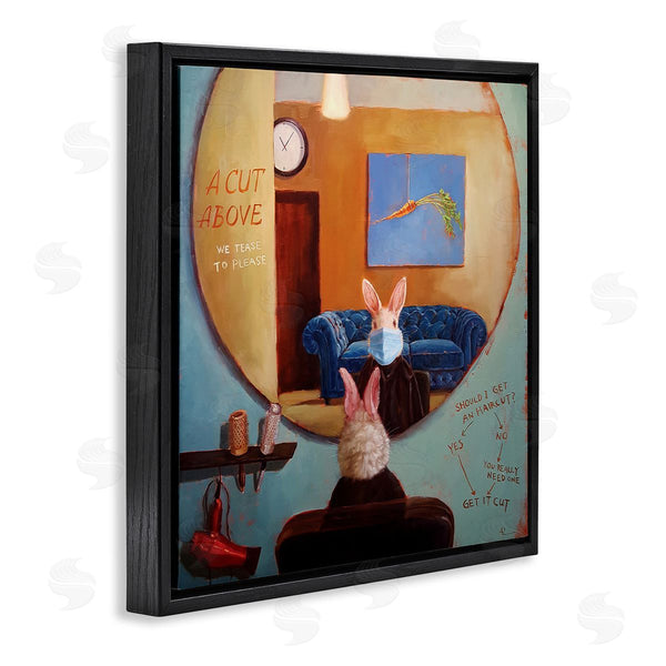 Stupell Industries Lucia Heffernan | Rabbit At Hair Salon Funny Blue Face Mask