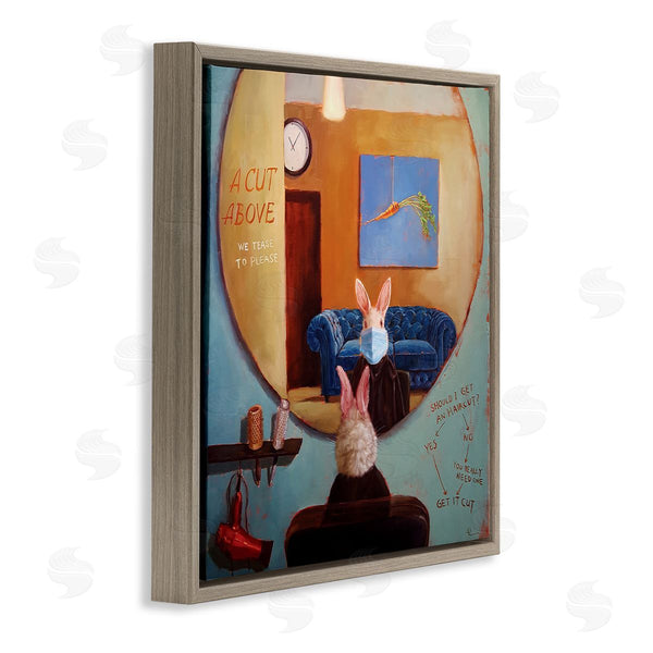 Stupell Industries Lucia Heffernan | Rabbit At Hair Salon Funny Blue Face Mask