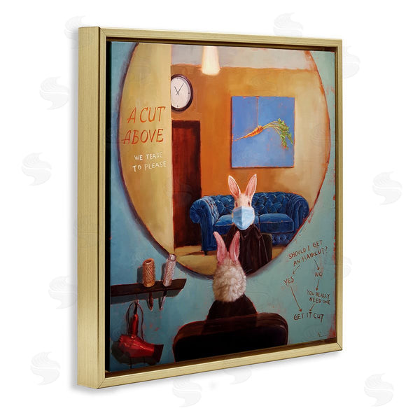 Stupell Industries Lucia Heffernan | Rabbit At Hair Salon Funny Blue Face Mask