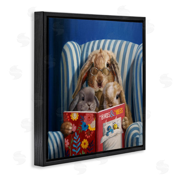 Stupell Industries Lucia Heffernan | Rabbit Family Reading Book Birds & Bees Armchair Wall Art