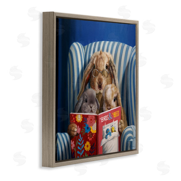 Stupell Industries Lucia Heffernan | Rabbit Family Reading Book Birds & Bees Armchair Wall Art