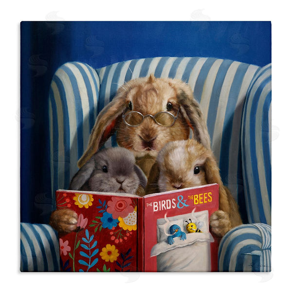 stupell industries Lucia Heffernan | Rabbit Family Reading Book Birds & Bees Armchair Wall Art