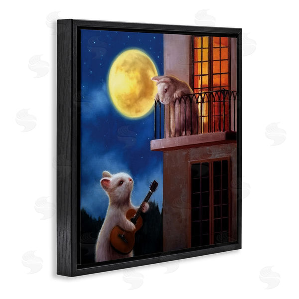 Stupell Industries Lucia Heffernan | Rabbit Serenading Bunny On Balcony Night Sky Wall Art