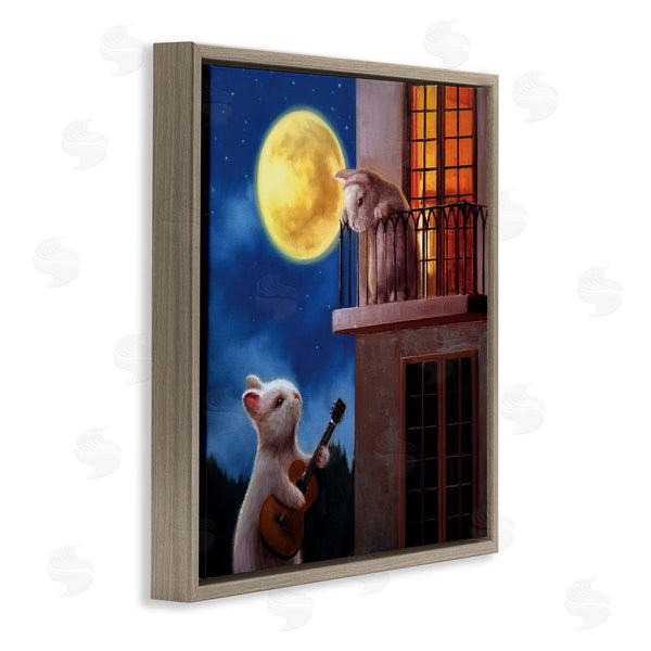 Stupell Industries Lucia Heffernan | Rabbit Serenading Bunny On Balcony Night Sky Wall Art