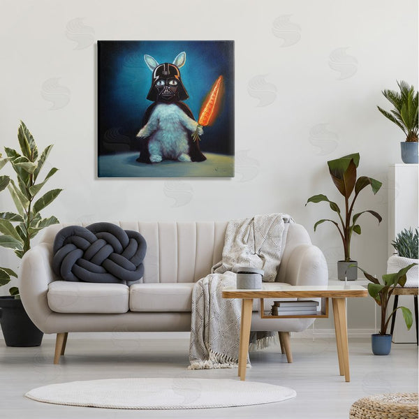 Stupell Industries Lucia Heffernan | Rabbit Star Wars Neon Carrot Cartoon Pet Portrait Wall Art