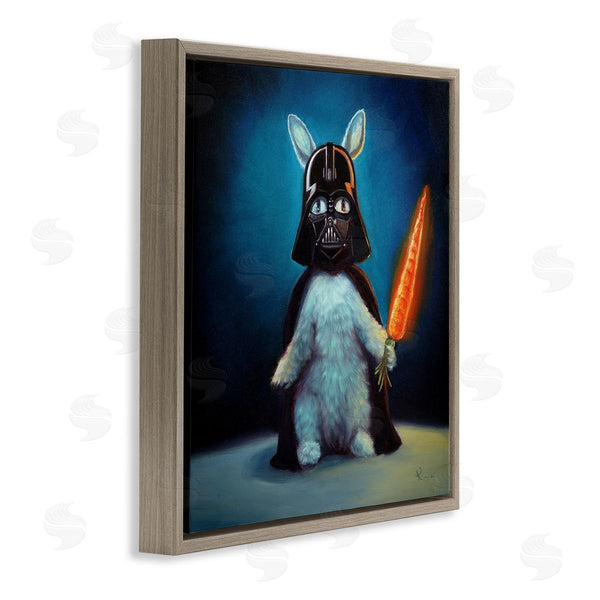 Stupell Industries Lucia Heffernan | Rabbit Star Wars Neon Carrot Cartoon Pet Portrait Wall Art