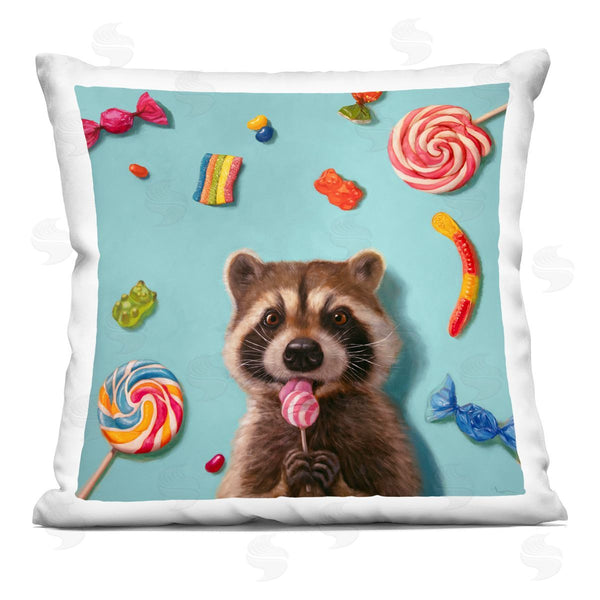 stupell industries Lucia Heffernan | Raccoon Surrounded by Candy Treats Printed Throw Pillow