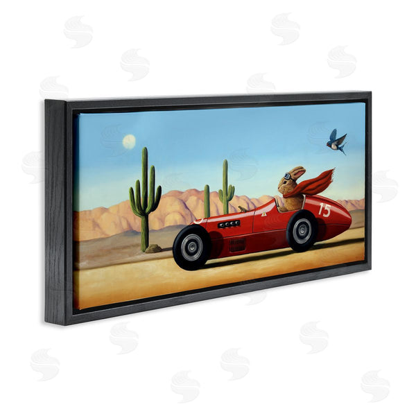 Stupell Industries Lucia Heffernan | Race Car Bunny Driving Desert Canyon Wall Art