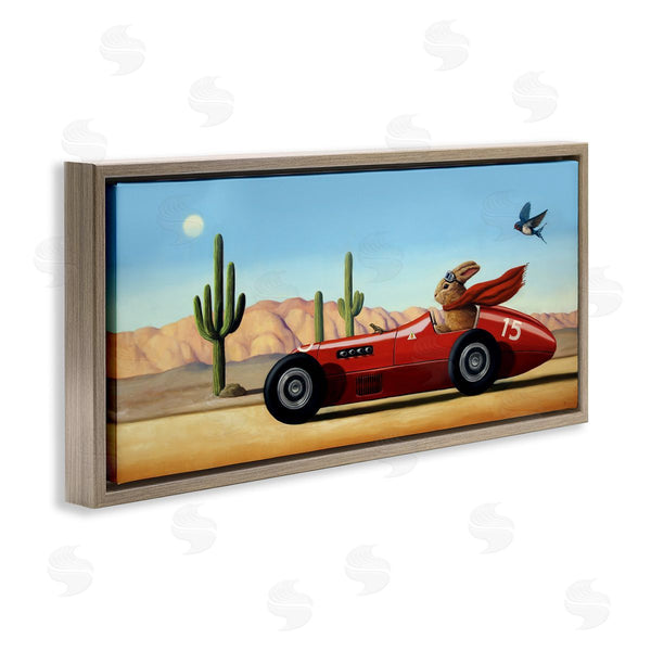 Stupell Industries Lucia Heffernan | Race Car Bunny Driving Desert Canyon Wall Art