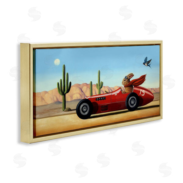 Stupell Industries Lucia Heffernan | Race Car Bunny Driving Desert Canyon Wall Art