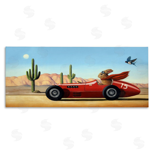 stupell industries Lucia Heffernan | Race Car Bunny Driving Desert Canyon Wall Art