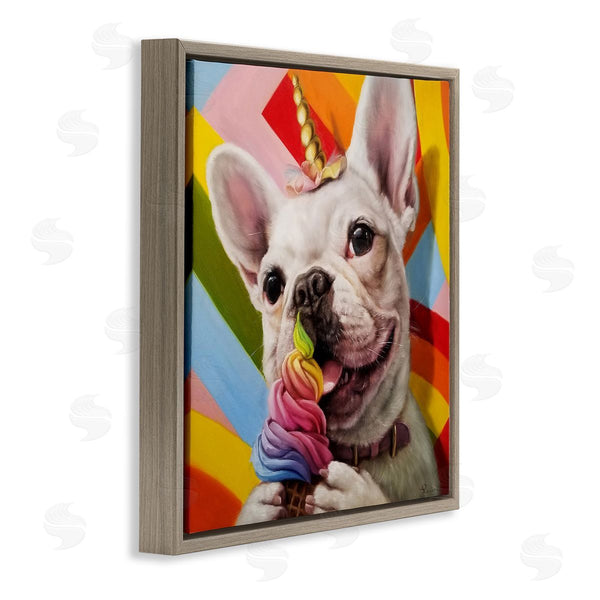 Stupell Industries Lucia Heffernan | Rainbow French Bulldog Ice Cream