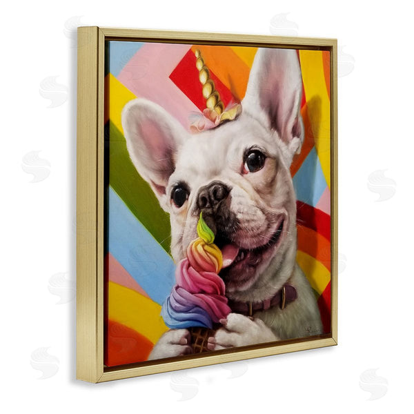 Stupell Industries Lucia Heffernan | Rainbow French Bulldog Ice Cream