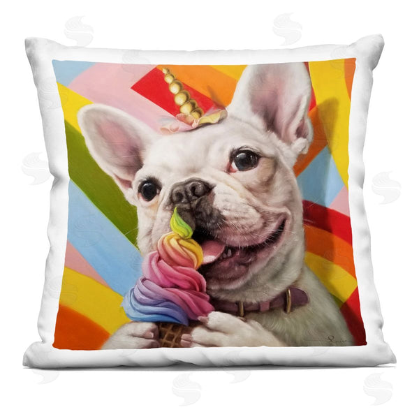 stupell industries Lucia Heffernan | Rainbow French Bulldog Printed Throw Pillow