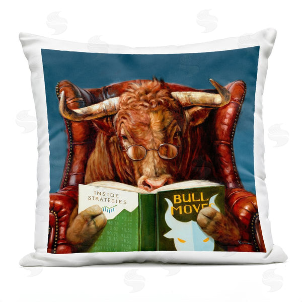 Stupell Industries Lucia Heffernan | Reading Longhorn Bull Printed Throw Pillow
