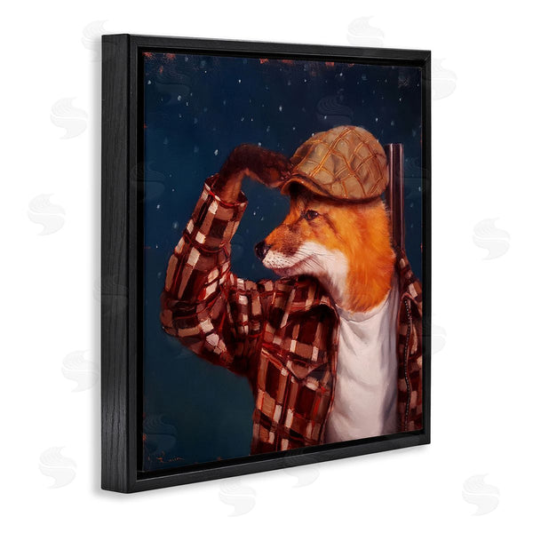 Stupell Industries Lucia Heffernan | Red Fox Tartan Plaid Fashion Cap Nighttime Sky Wall Art