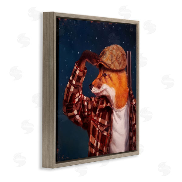 Stupell Industries Lucia Heffernan | Red Fox Tartan Plaid Fashion Cap Nighttime Sky Wall Art