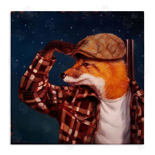 stupell industries Lucia Heffernan | Red Fox Tartan Plaid Fashion Cap Nighttime Sky Wall Art