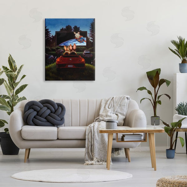Stupell Industries Lucia Heffernan | Romantic Bunny Couple Drive-In Movie Date Animals Wall Art