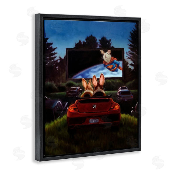 Stupell Industries Lucia Heffernan | Romantic Bunny Couple Drive-In Movie Date Animals Wall Art