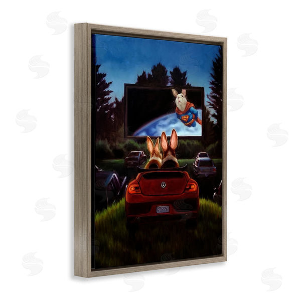 Stupell Industries Lucia Heffernan | Romantic Bunny Couple Drive-In Movie Date Animals Wall Art