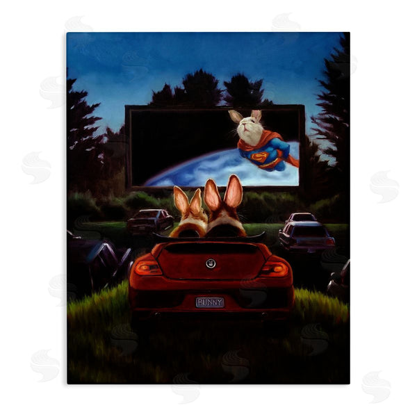 stupell industries Lucia Heffernan | Romantic Bunny Couple Drive-In Movie Date Animals Wall Art