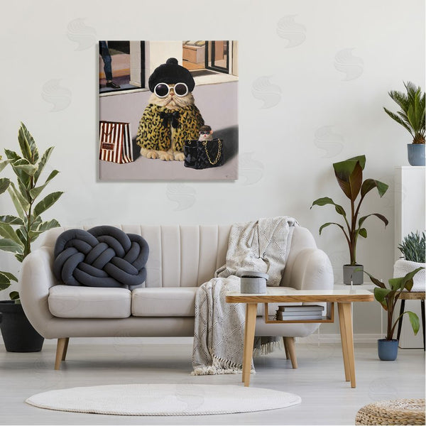 Stupell Industries Lucia Heffernan | Sassy Glam Cat Designer Fashion Couture Handbag Wall Art