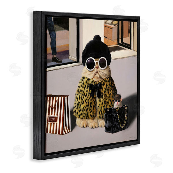 Stupell Industries Lucia Heffernan | Sassy Glam Cat Designer Fashion Couture Handbag Wall Art