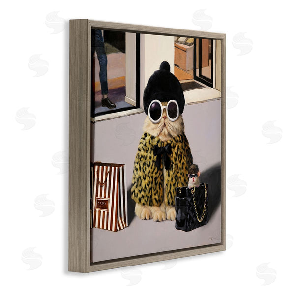 Stupell Industries Lucia Heffernan | Sassy Glam Cat Designer Fashion Couture Handbag Wall Art