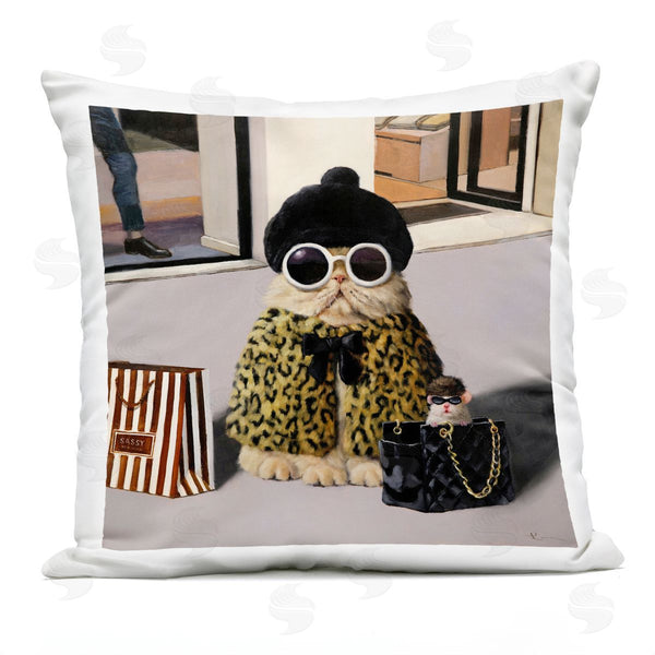 Stupell Industries Lucia Heffernan | Sassy Glam Cat Printed Throw Pillow