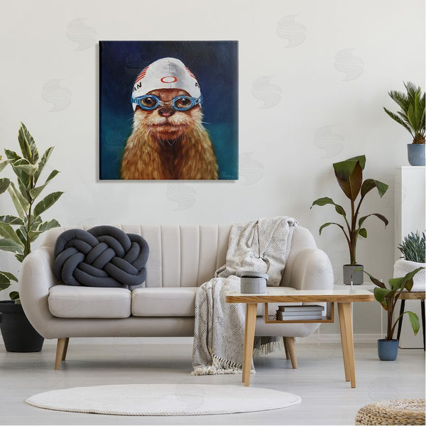 Stupell Industries Lucia Heffernan | Sea Lion Seal Swimmer Cap Goggles Painting Wall Art
