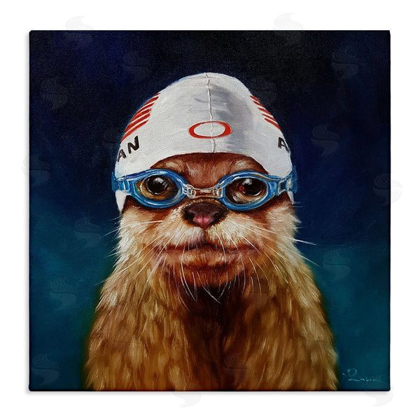 stupell industries Lucia Heffernan | Sea Lion Seal Swimmer Cap Goggles Painting Wall Art