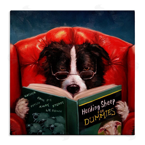 stupell industries Lucia Heffernan | Sheep Dog Reading for Dummies