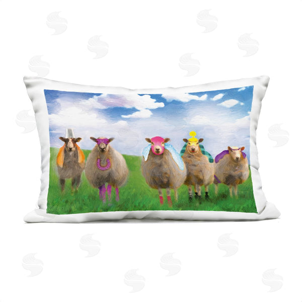 Stupell Industries Lucia Heffernan | Sheep In Superhero Costumes Printed Throw Pillow