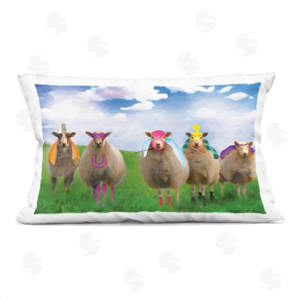 stupell industries Lucia Heffernan | Sheep in Superhero Costumes Printed Throw Pillow