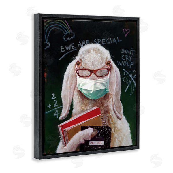 Stupell Industries Lucia Heffernan | Sheep School Portrait Country Ewe Animal Books