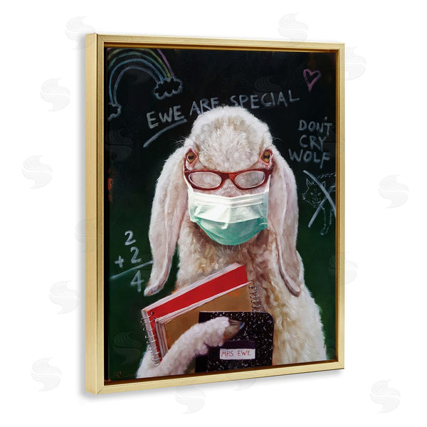 Stupell Industries Lucia Heffernan | Sheep School Portrait Country Ewe Animal Books