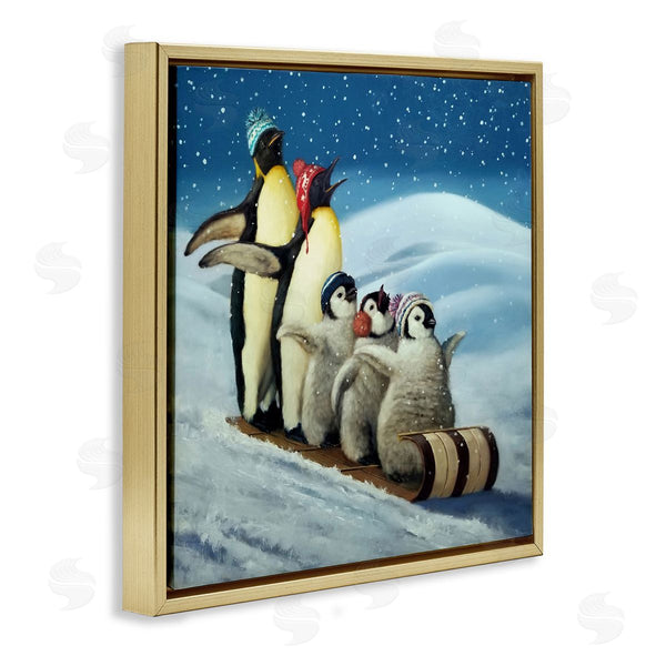 Stupell Industries Lucia Heffernan | Sleigh Ride Snowy Penguins