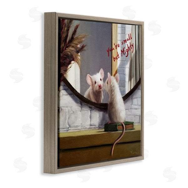 Stupell Industries Lucia Heffernan | Small But Mighty Sentiments Adorable Mouse In Mirror Wall Art
