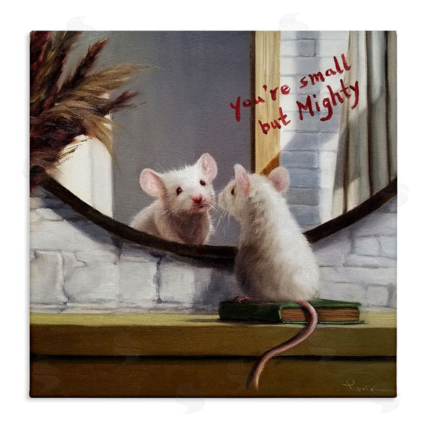stupell industries Lucia Heffernan | Small but Mighty Sentiments Adorable Mouse in Mirror Wall Art